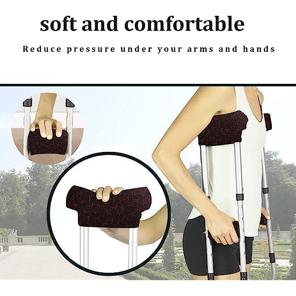 Underarm Crutch's Pad and Hand Grip Covers Universal Forearm Handle Padded Cushion Sets Accessories for Crutches (black stripe)