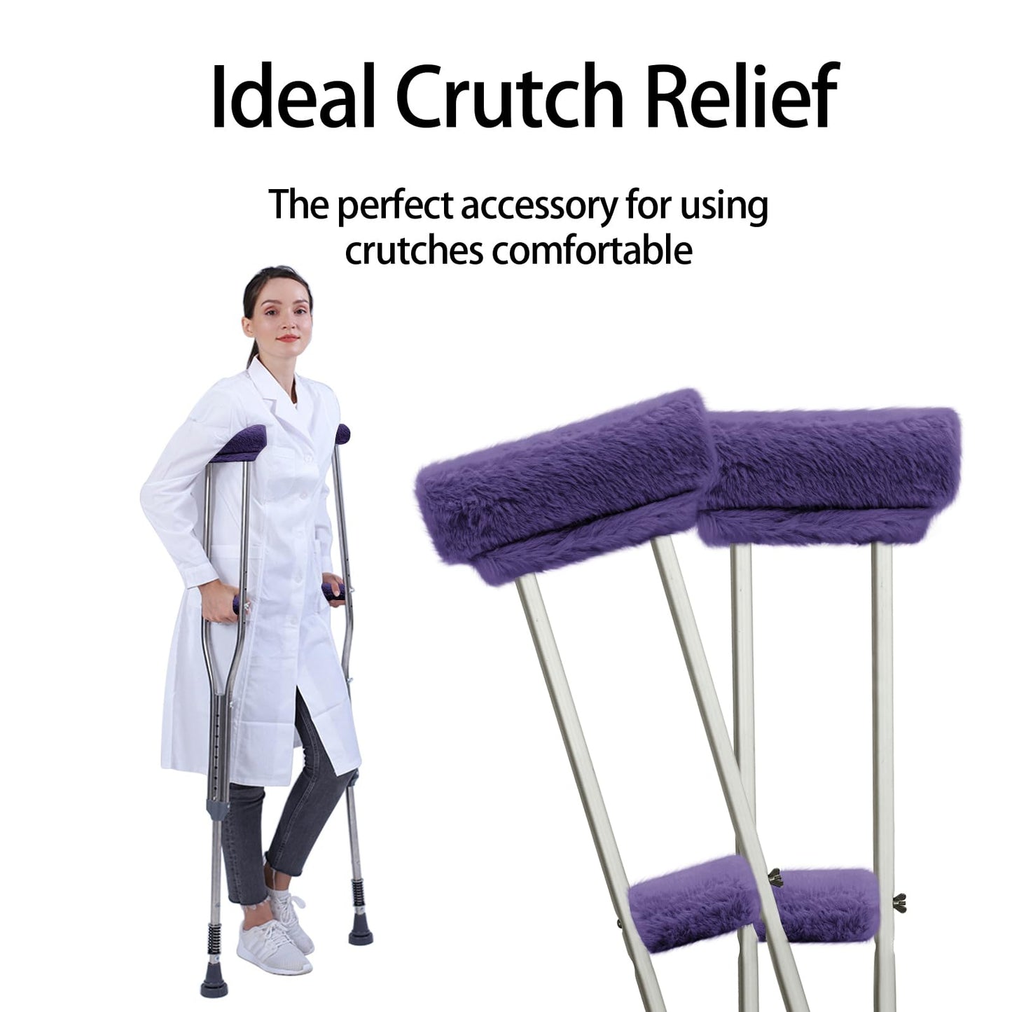 SPRING SEAON Dark Purple Ultra-Soft Fluffy Crutch Pads Covers | Cloud-Like Comfort Style Crutch Accessories
