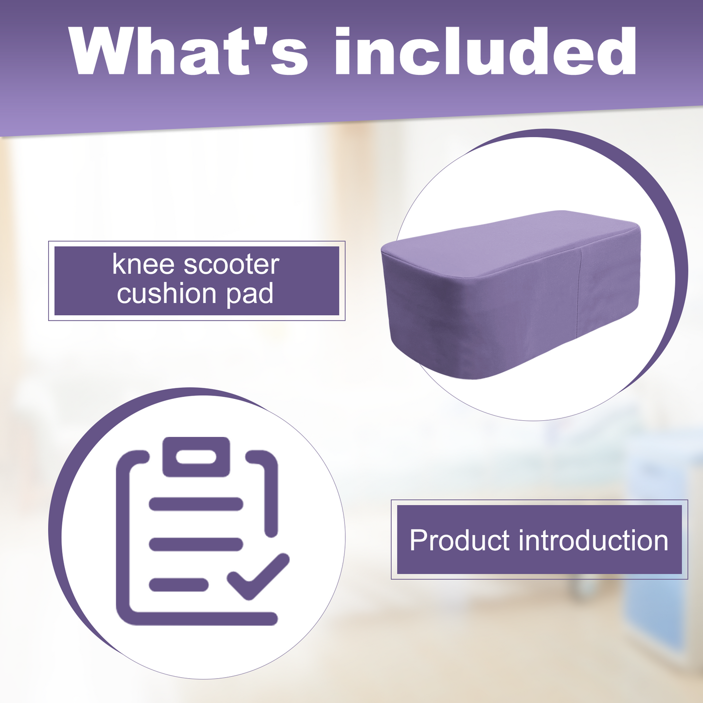 Cooling Knee Scooter Pad Cover with Memory Foam, Breathable Cushion for Summer, Fits Most Knee Walkers(Purple)