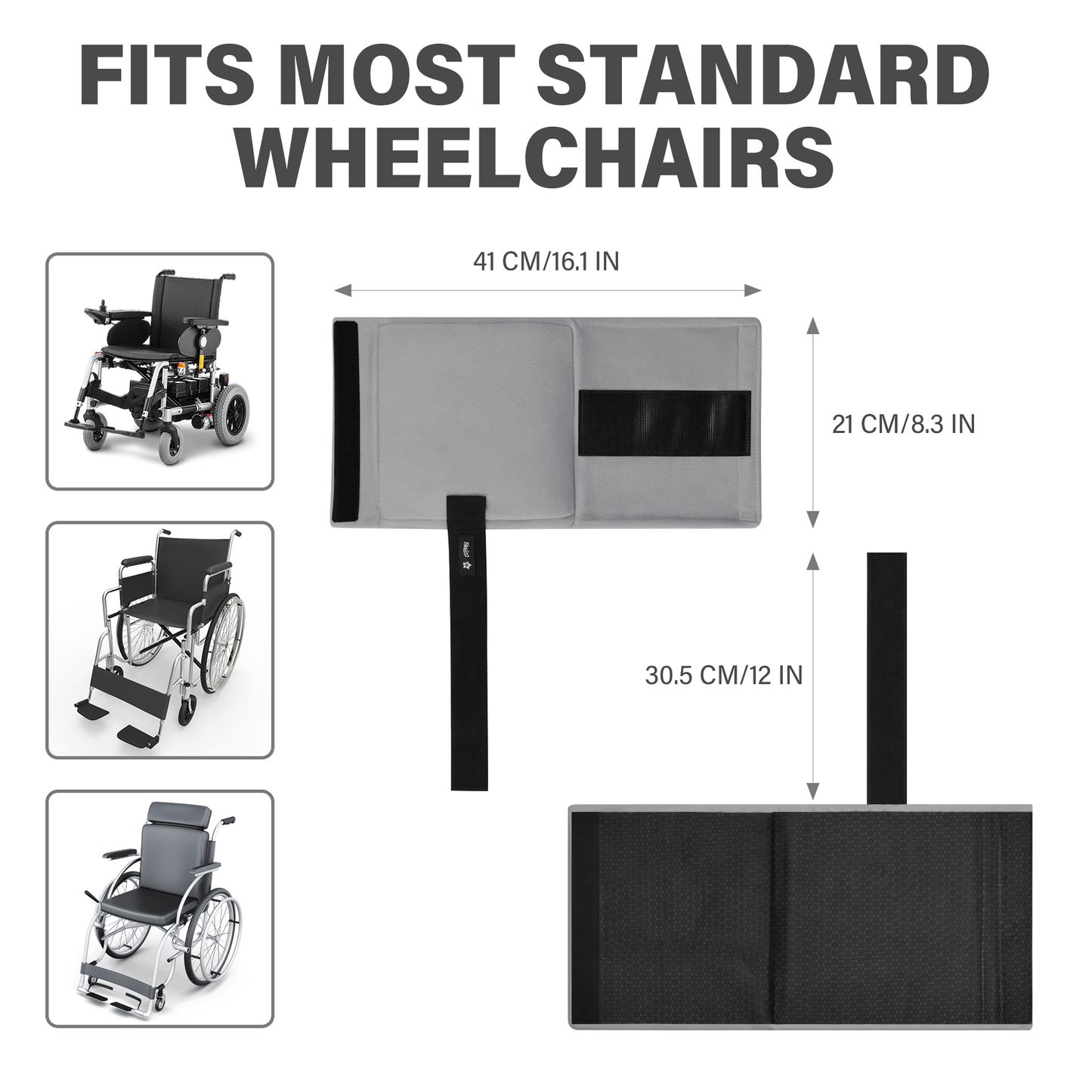 Wheelchair Footrest Covers, Soft Plush Foot Rest Pads with Non-Slip Backing, Fits Most Standard Wheelchairs(Grey)