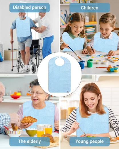 SPRING SEAON Adult Bibs Washable Towel Bibs for Eating - Unisex Dining Clothing Protectors 2 Pack