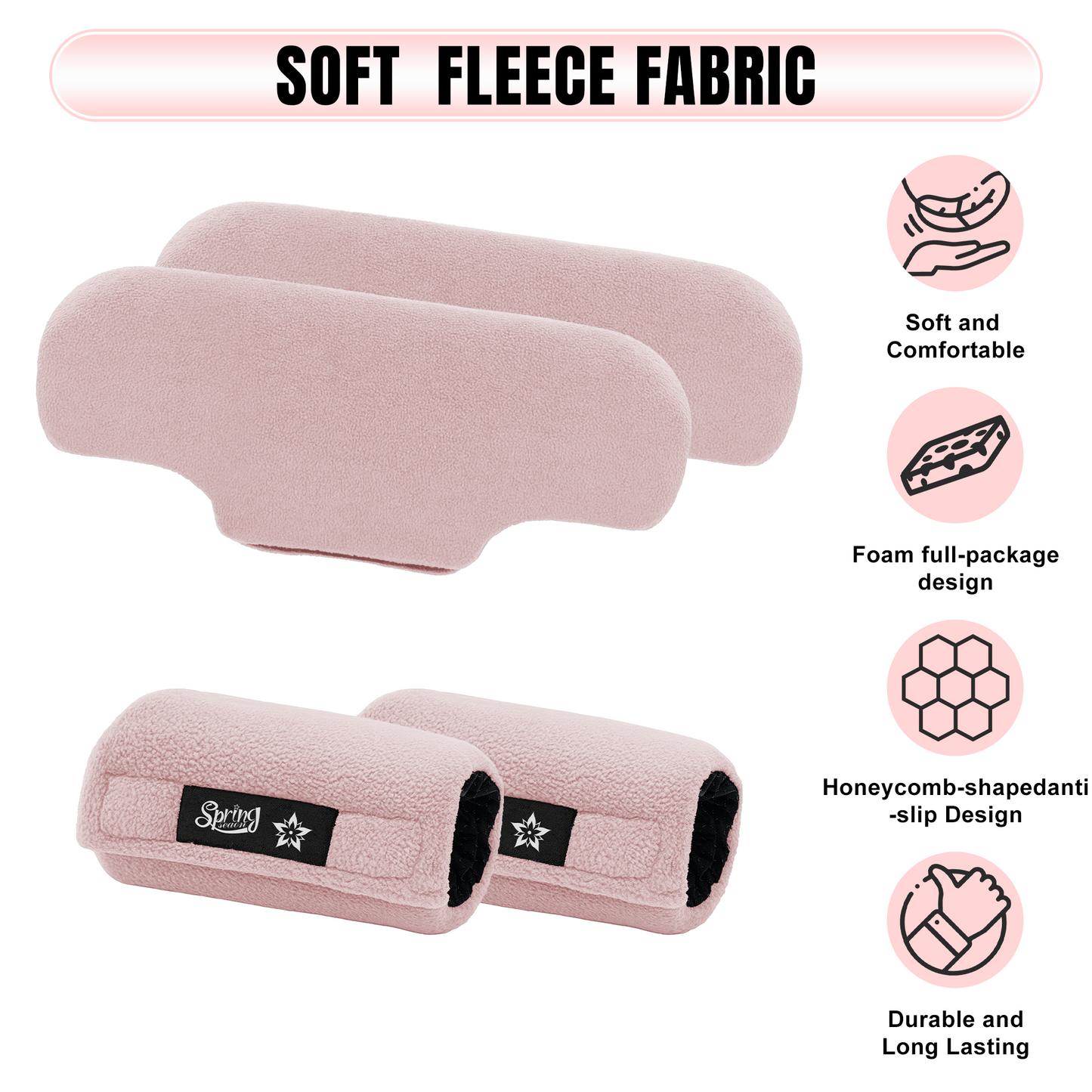 SPRING SEAON Universal Fleece Crutch Pads - Soft Underarm & Hand Grip Covers Set-Pink
