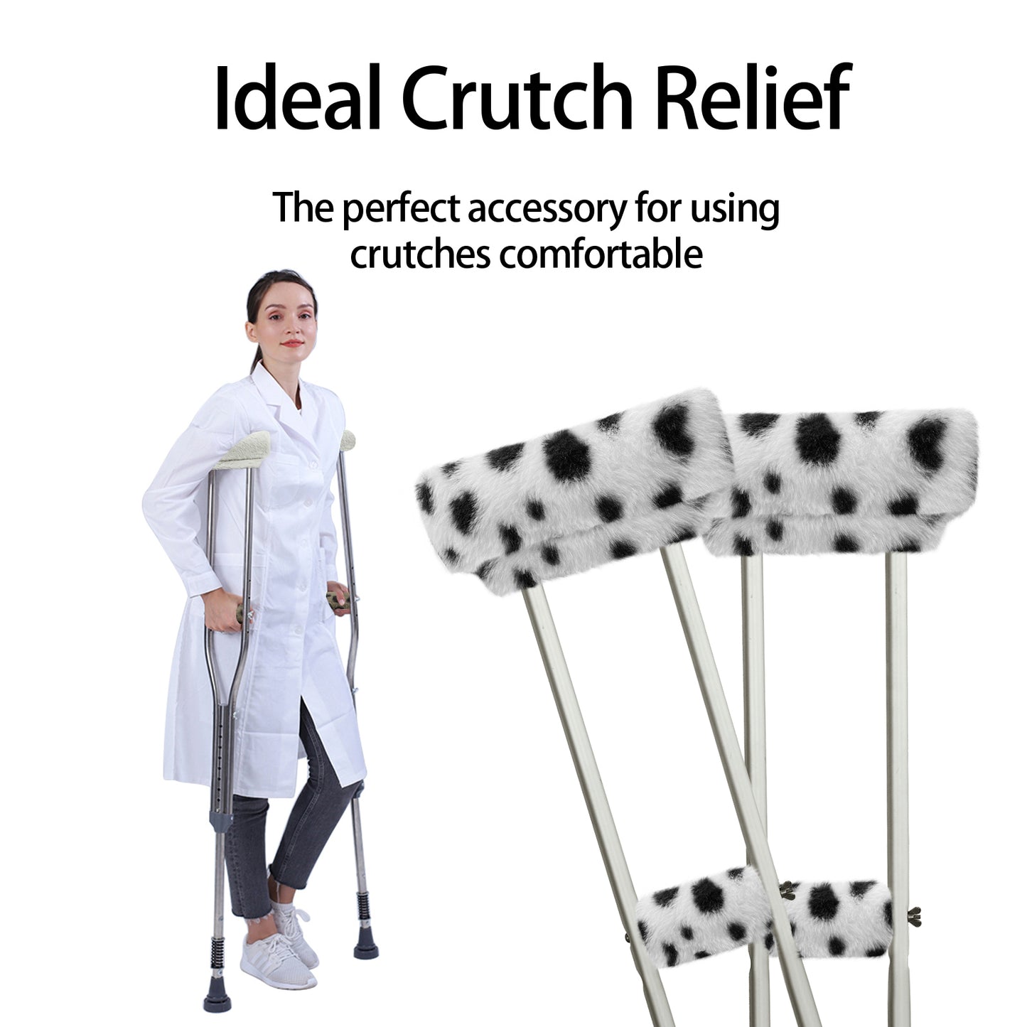 SPRING SEAON Dots Ultra-Soft Fluffy Crutch Pads Covers | Cloud-Like Comfort Style Crutch Accessories
