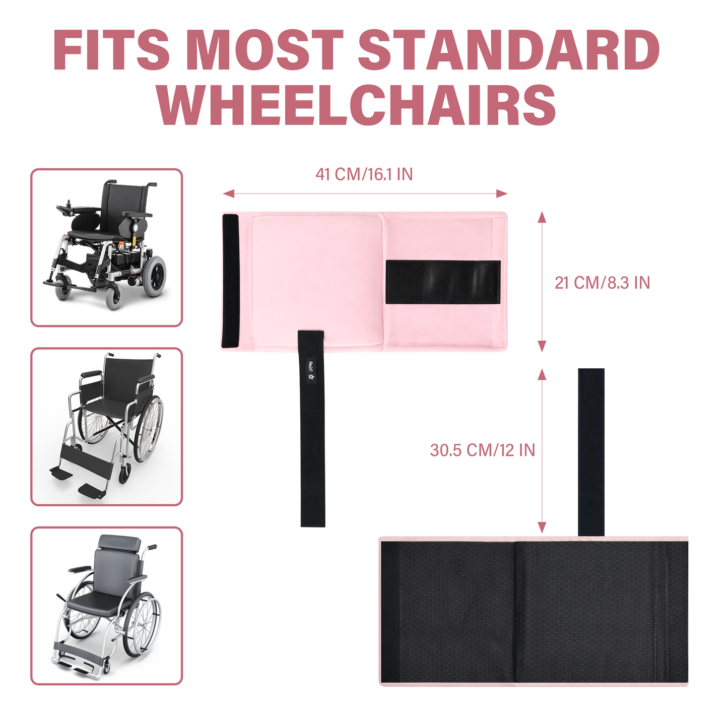 Wheelchair Footrest Covers, Soft Plush Foot Rest Pads with Non-Slip Backing, Fits Most Standard Wheelchairs(Pink)
