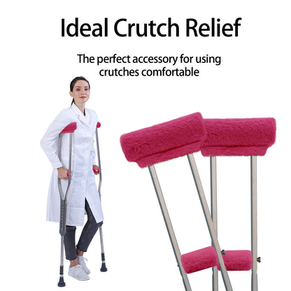 SPRING SEAON Red Ultra-Soft Fluffy Crutch Pads Covers | Cloud-Like Comfort Style Crutch Accessories