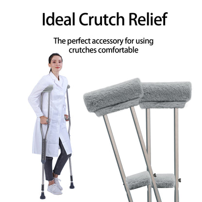 SPRING SEAON Grey Ultra-Soft Fluffy Crutch Pads Covers | Cloud-Like Comfort Style Crutch Accessories