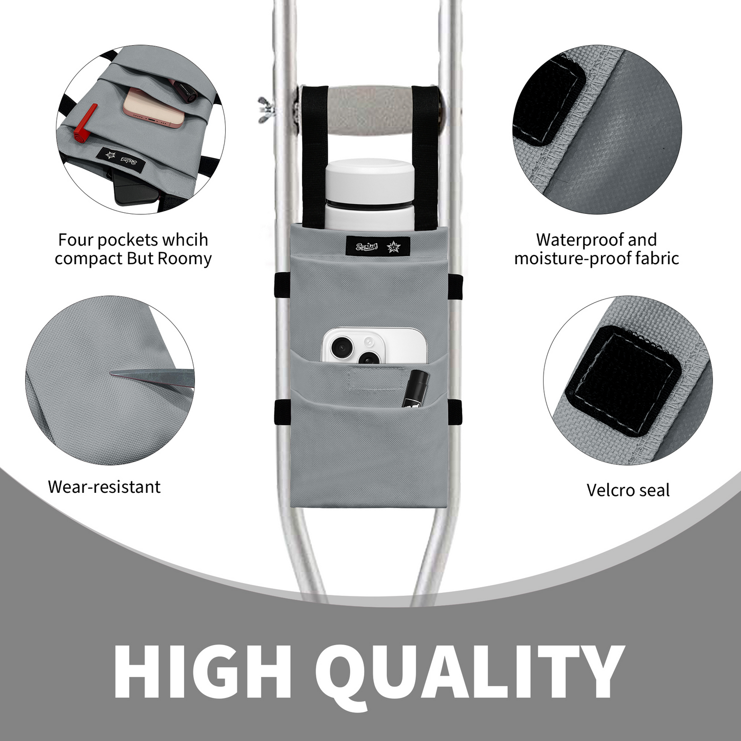 SpringSeaon Crutch Pads Set with Storage Bag - Ergonomic Memory Foam Cushions for Crutches, Water-Resistant Accessories