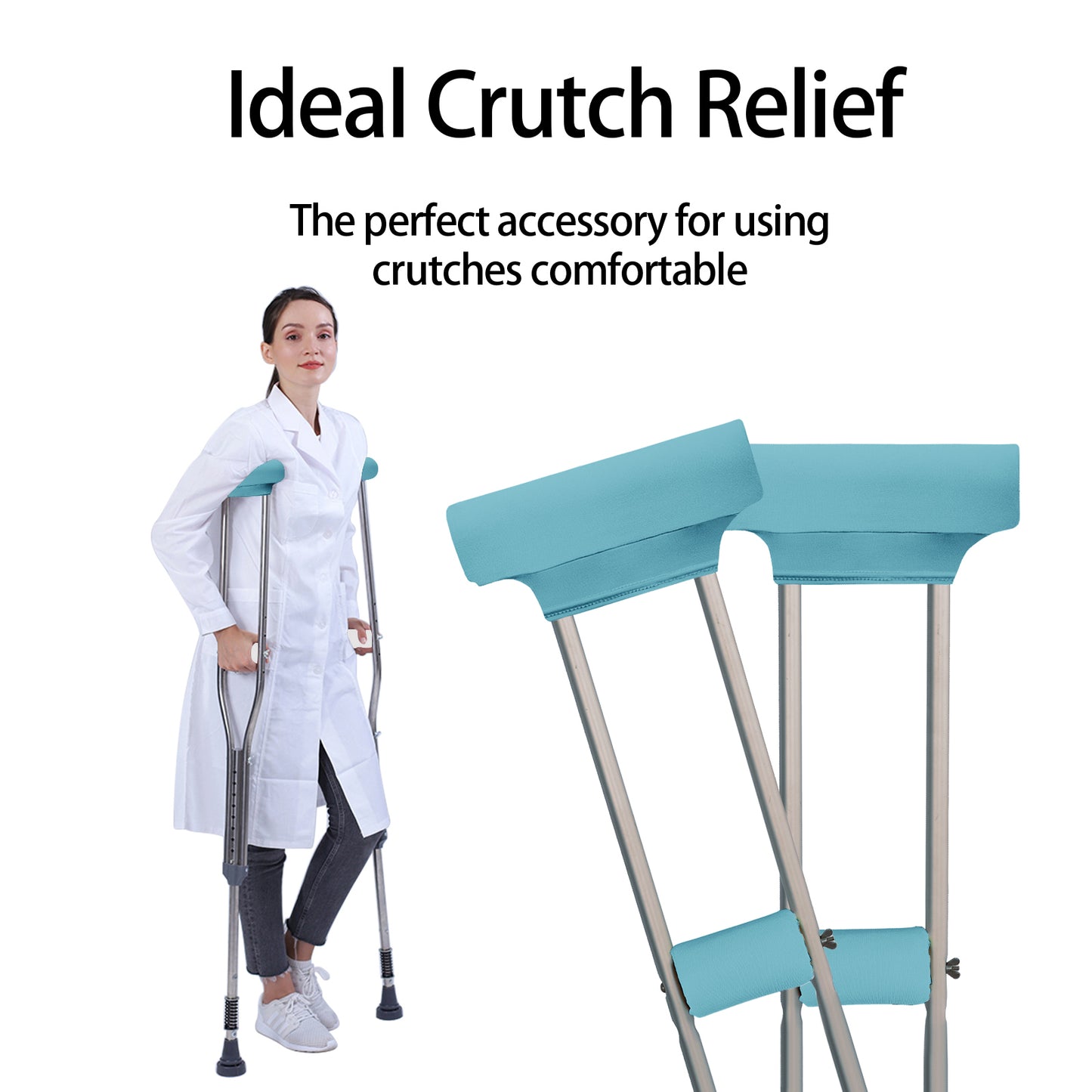 SpringSeaon Underarm Crutch's Pad and Hand Grip Covers Universal Crutch Cushion Accessories for Crutches