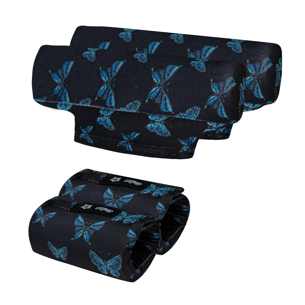 Bule Butterfly Underarm Crutch Pad & Hand Grip Covers - Universal Padded Cushion Set