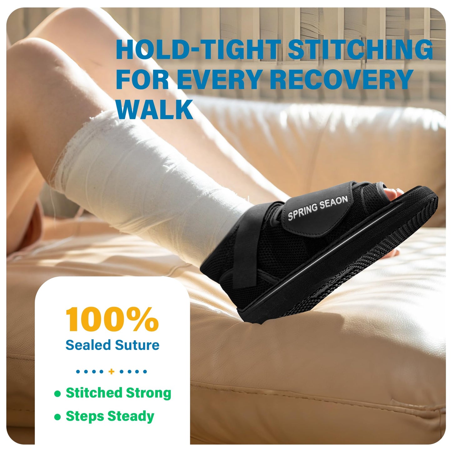 SPRING SEAON Lightweight Recovery Shoe with Reinforced Sole & Breathable Knit - 0.81 lb