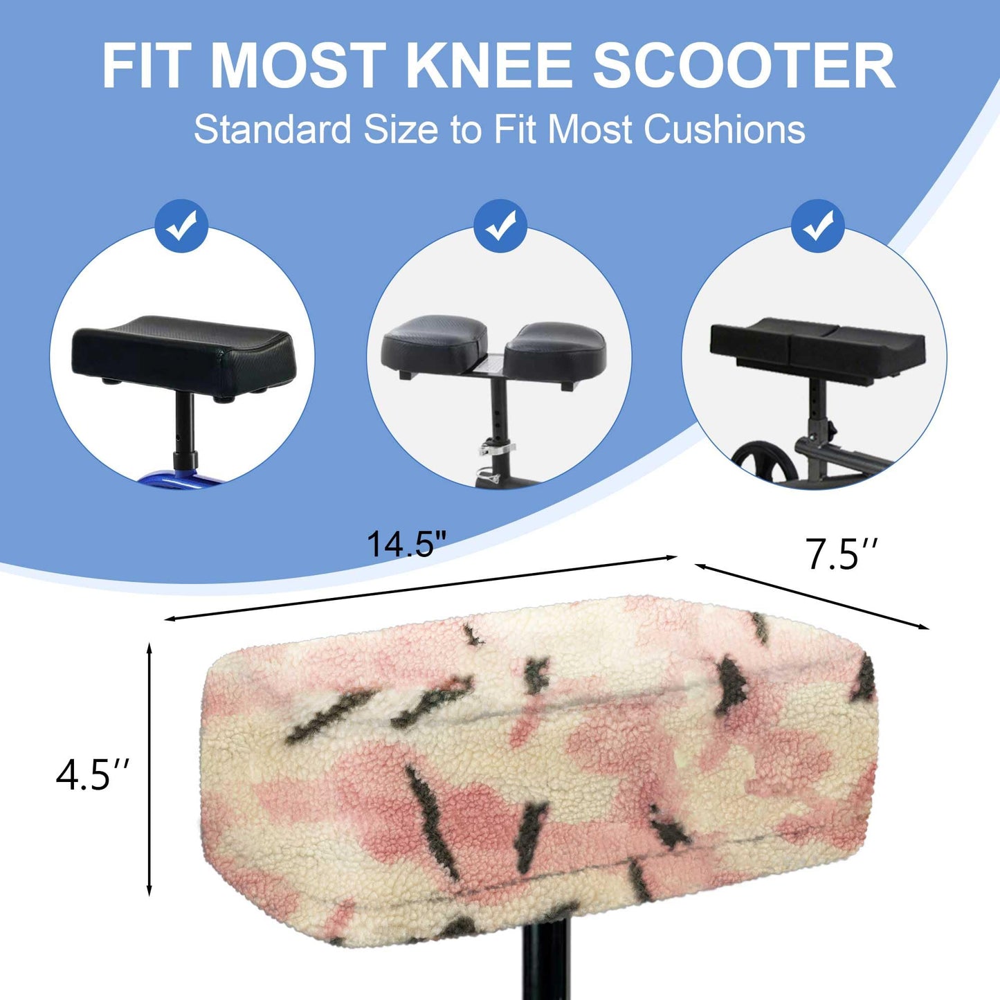 Knee Scooter Cushion Pad Cover for Adults - Comfortable Plush Soft Cushion for Knee Walkers (Black)