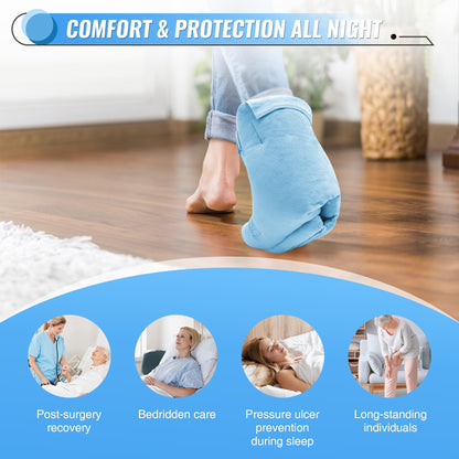 Heel Protectors with Hot/Cold Pack Pocket - Adjustable Plush Ankle Cushion (Pink)