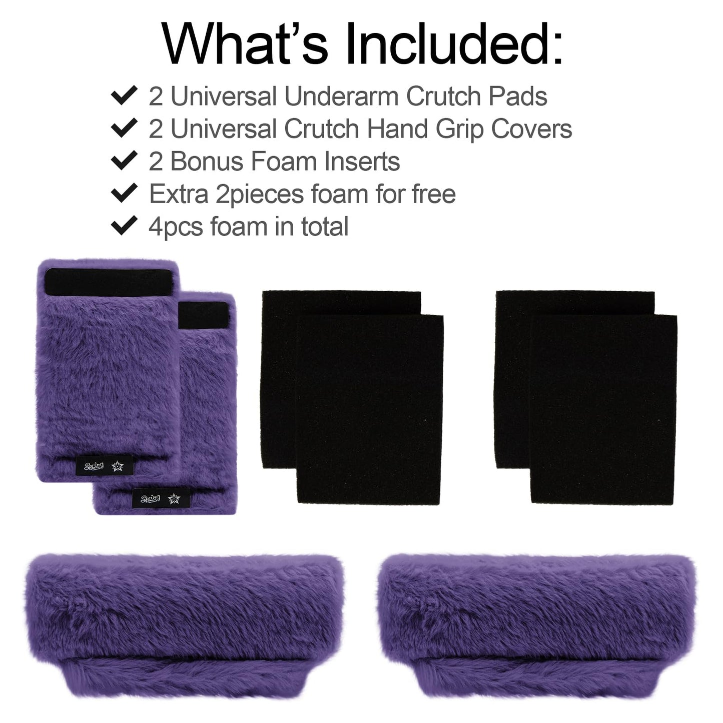 SPRING SEAON Dark Purple Ultra-Soft Fluffy Crutch Pads Covers | Cloud-Like Comfort Style Crutch Accessories