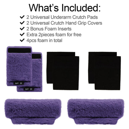 SPRING SEAON Dark Purple Ultra-Soft Fluffy Crutch Pads Covers | Cloud-Like Comfort Style Crutch Accessories