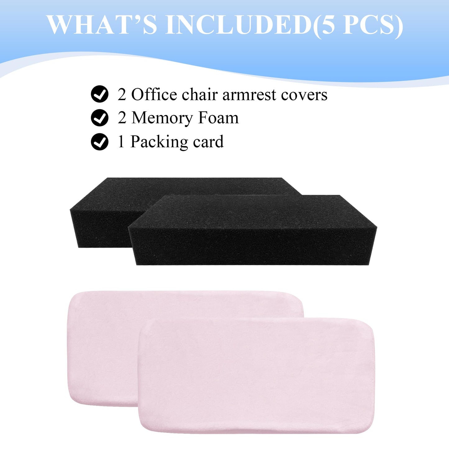 SPRING SEAON Office Chair Arm Covers - Soft Memory Foam Armrest Pads Short Plush 2 Pack (Light Blue)