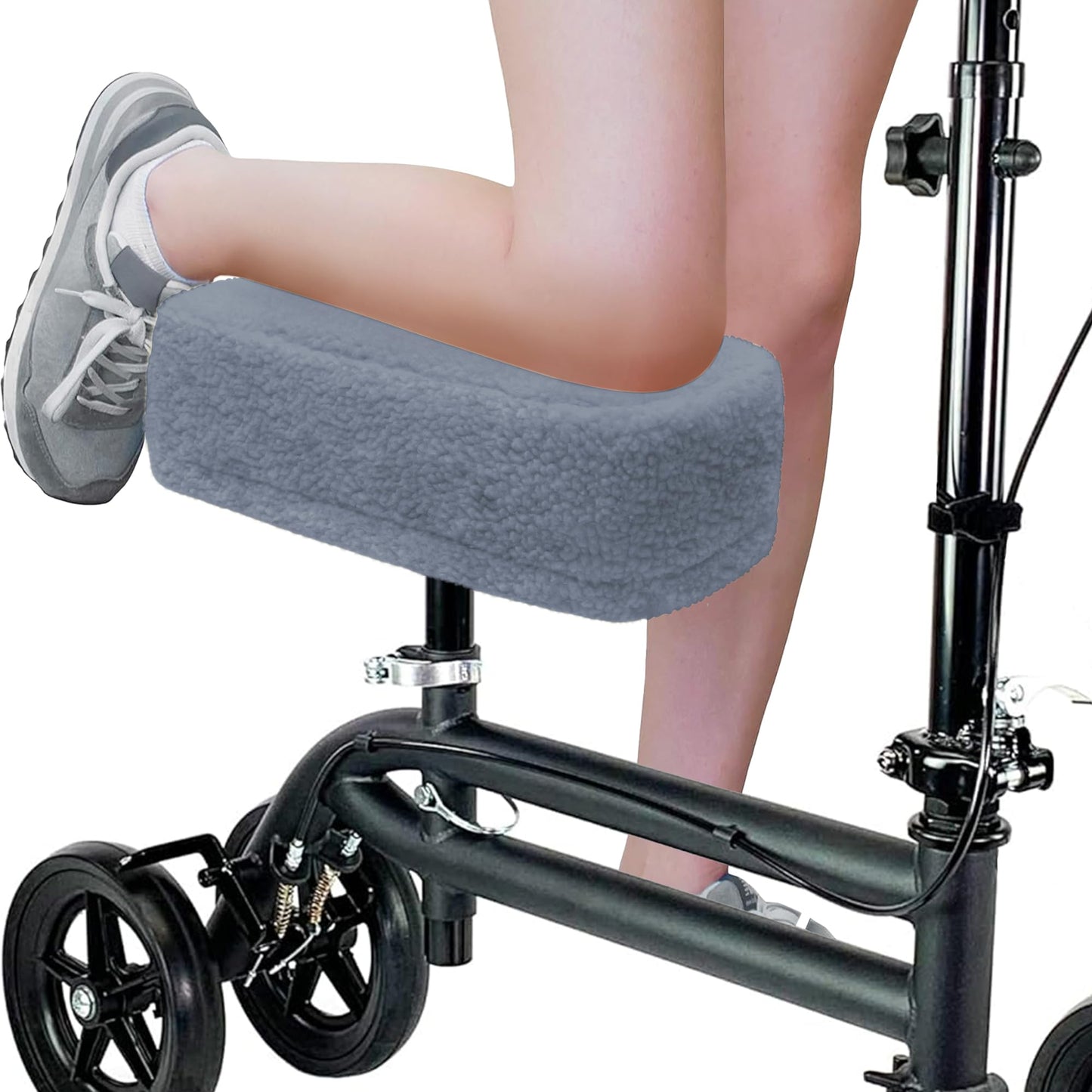 Knee Scooter Cushion Pad Cover for Adults - Comfortable Plush Soft Cushion for Knee Walkers (Black)