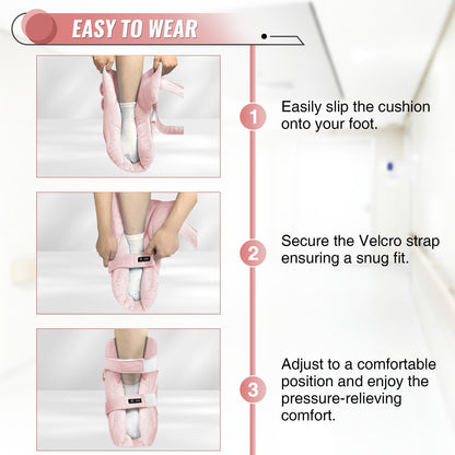 Heel Protectors with Hot/Cold Pack Pocket - Adjustable Plush Ankle Cushion (Pink)