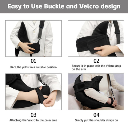 SPRING SEAON Shoulder Support Pillow with Pocket - Breathable Arm Support Cushion for Side Sleepers (Grey)
