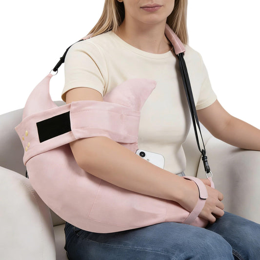 SPRING SEAON Shoulder Support Pillow with Pocket - Breathable Arm Support Cushion for Side Sleepers (Pink)