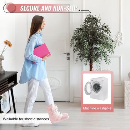 Heel Protectors with Hot/Cold Pack Pocket - Adjustable Plush Ankle Cushion (Pink)