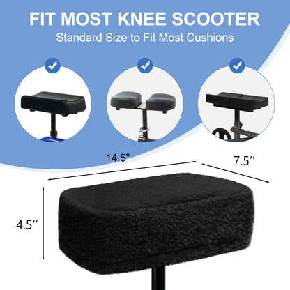 Knee Scooter Cushion Pad Cover for Adults - Comfortable Plush Soft Cushion for Knee Walkers (Black)