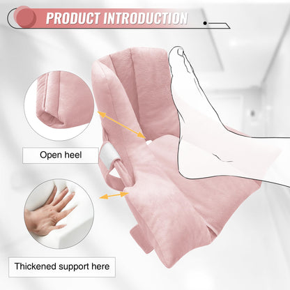 Heel Protectors with Hot/Cold Pack Pocket - Adjustable Plush Ankle Cushion (Pink)