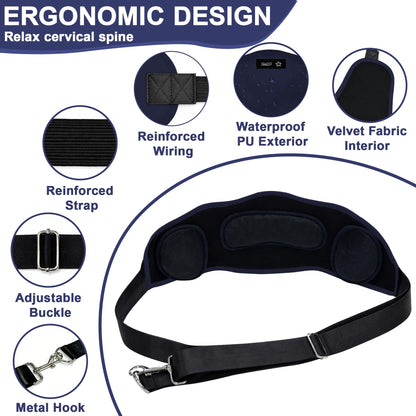SPRING SEAON Adjustable Neck Hammock Neck Stretcher - Portable with 2 Pads for Home & Office (Navy Blue)