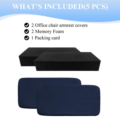 SPRING SEAON Office Chair Arm Covers - Soft Memory Foam Armrest Pads Short Plush 2 Pack (Light Blue)