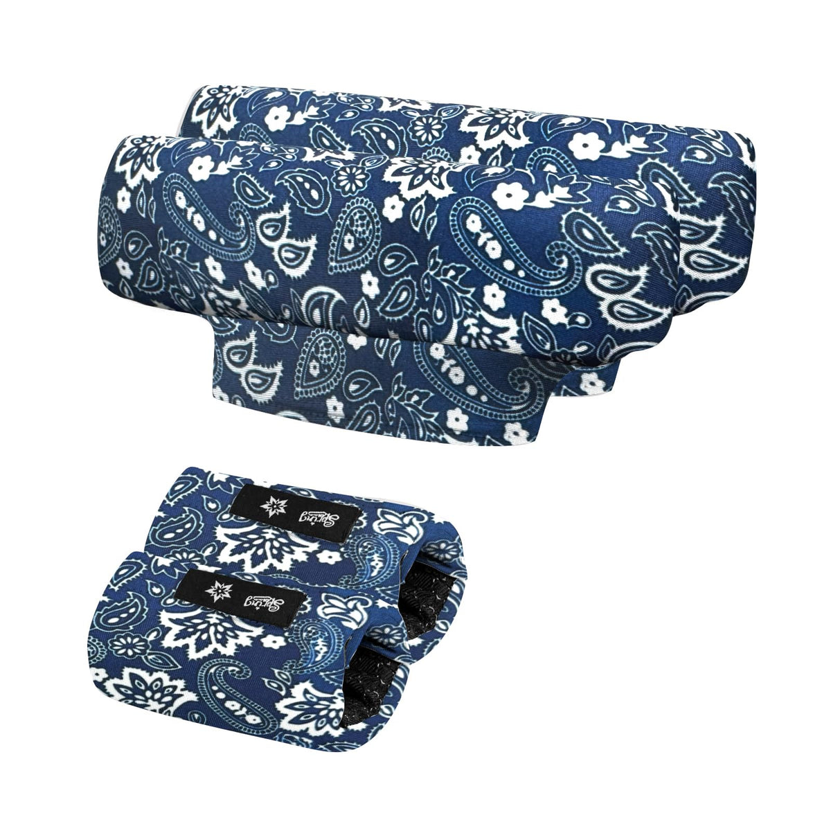 Blue flower ​Underarm Crutch Pad & Hand Grip Covers - Universal Padded Cushion Set