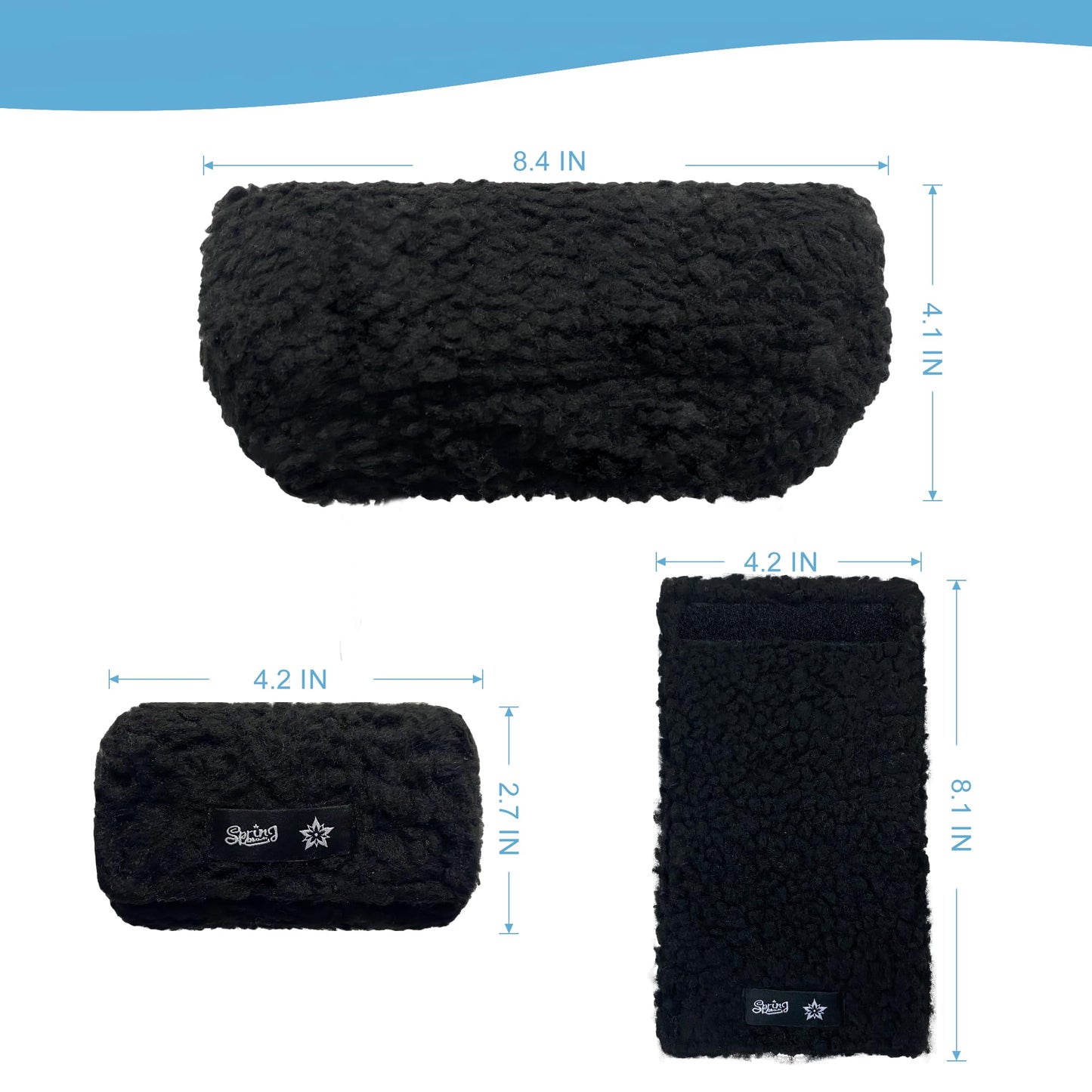 SPRING SEAON Black Sherpa Crutch Pad & Hand‑Grip Covers–Universal Fit,Cushion for Crutches