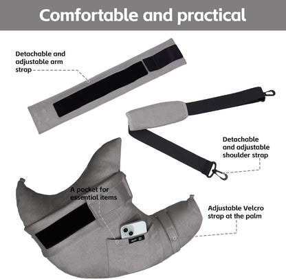 SPRING SEAON Shoulder Support Pillow with Pocket - Breathable Arm Support Cushion for Side Sleepers (Grey)
