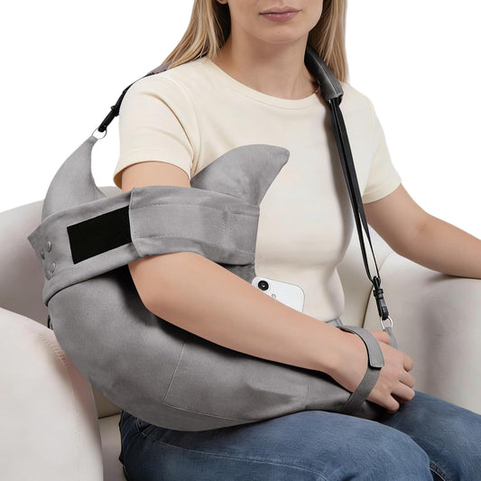 SPRING SEAON Shoulder Support Pillow with Pocket - Breathable Arm Support Cushion for Side Sleepers (Grey)