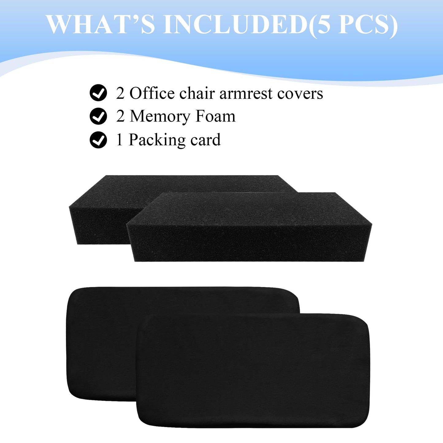 SPRING SEAON Office Chair Arm Covers - Soft Memory Foam Armrest Pads Short Plush 2 Pack (Light Blue)