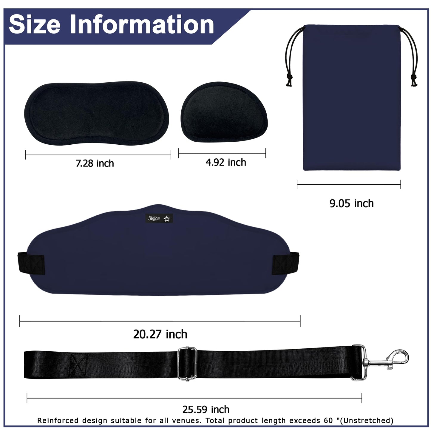 SPRING SEAON Adjustable Neck Hammock Neck Stretcher - Portable with 2 Pads for Home & Office (Navy Blue)