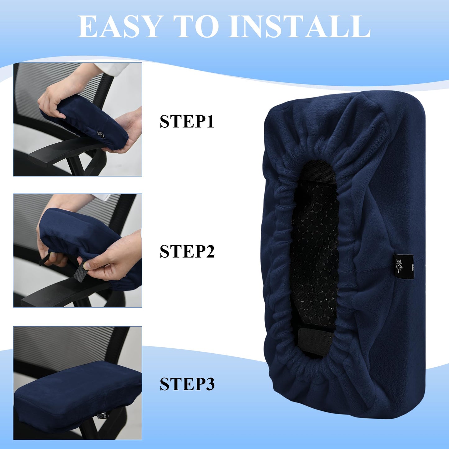 SPRING SEAON Office Chair Arm Covers - Soft Memory Foam Armrest Pads Short Plush 2 Pack (Light Blue)