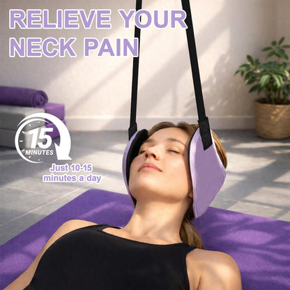 SPRING SEAON Adjustable Neck Hammock Neck Stretcher - Portable with 2 Pads for Home & Office (Navy Blue)