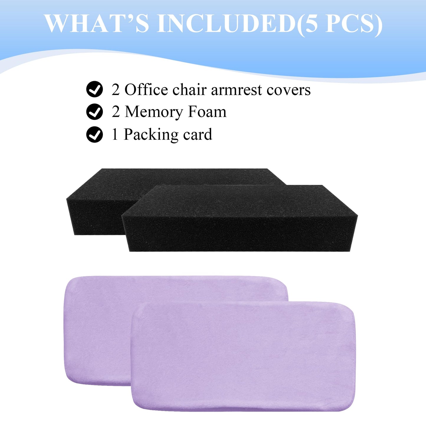 SPRING SEAON Office Chair Arm Covers - Soft Memory Foam Armrest Pads Short Plush 2 Pack (Light Blue)