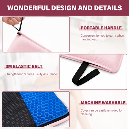 SPRING SEAON Large Gel Seat Cushion – Honeycomb Buffer Design with Extra Thick Filling, Anti-Slip Bottom