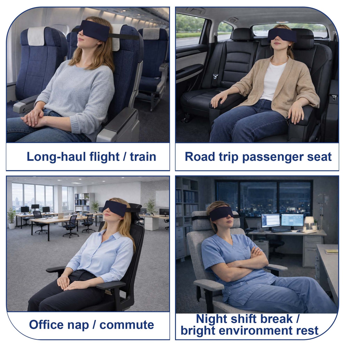 SPRING SEAON Adjustable Upright Sleep Mask & Head Support(navy blue)