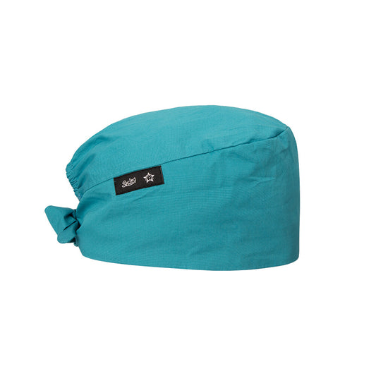 Women's Cyan Blue Beanies Working Cap Button Sweatband Headband Elastic Hat Adjustable Bouffant Cap Adjustable