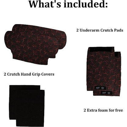 Universal Underarm Crutches Padded Crutch Pads with Hand Grips Padding Handle Covers Dark purple