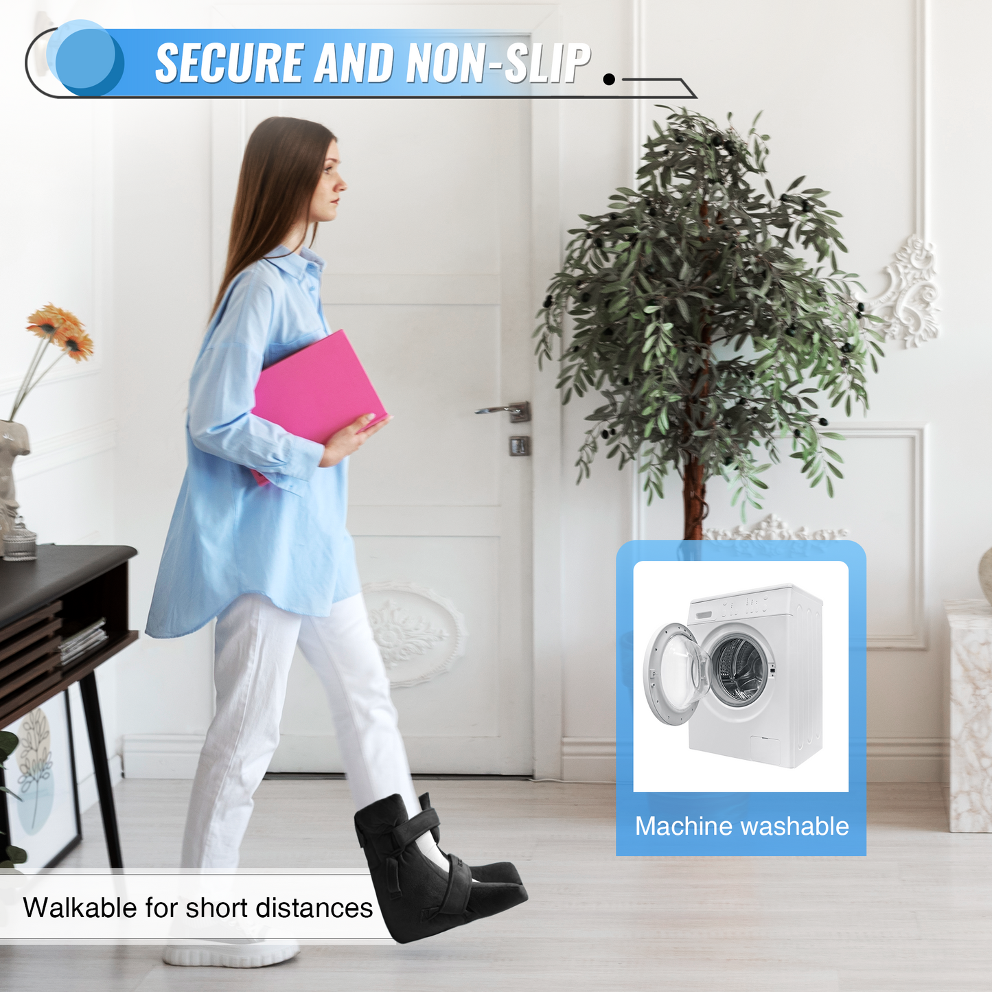 Heel Protectors with Hot/Cold Pack Pocket - Adjustable Plush Ankle Cushion (Pink)