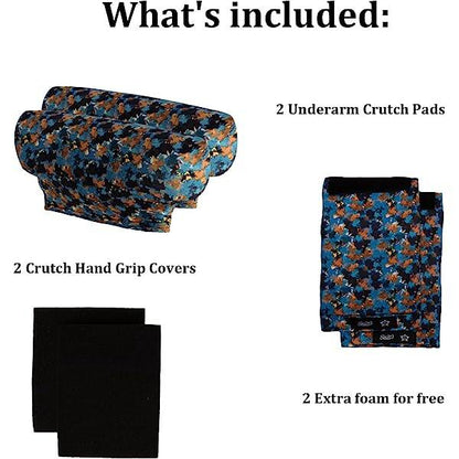 Underarm Crutch's Pad and Hand Grip Covers Universal Forearm Handle Padded Cushion Sets Accessories for Crutches (Maple leaf)