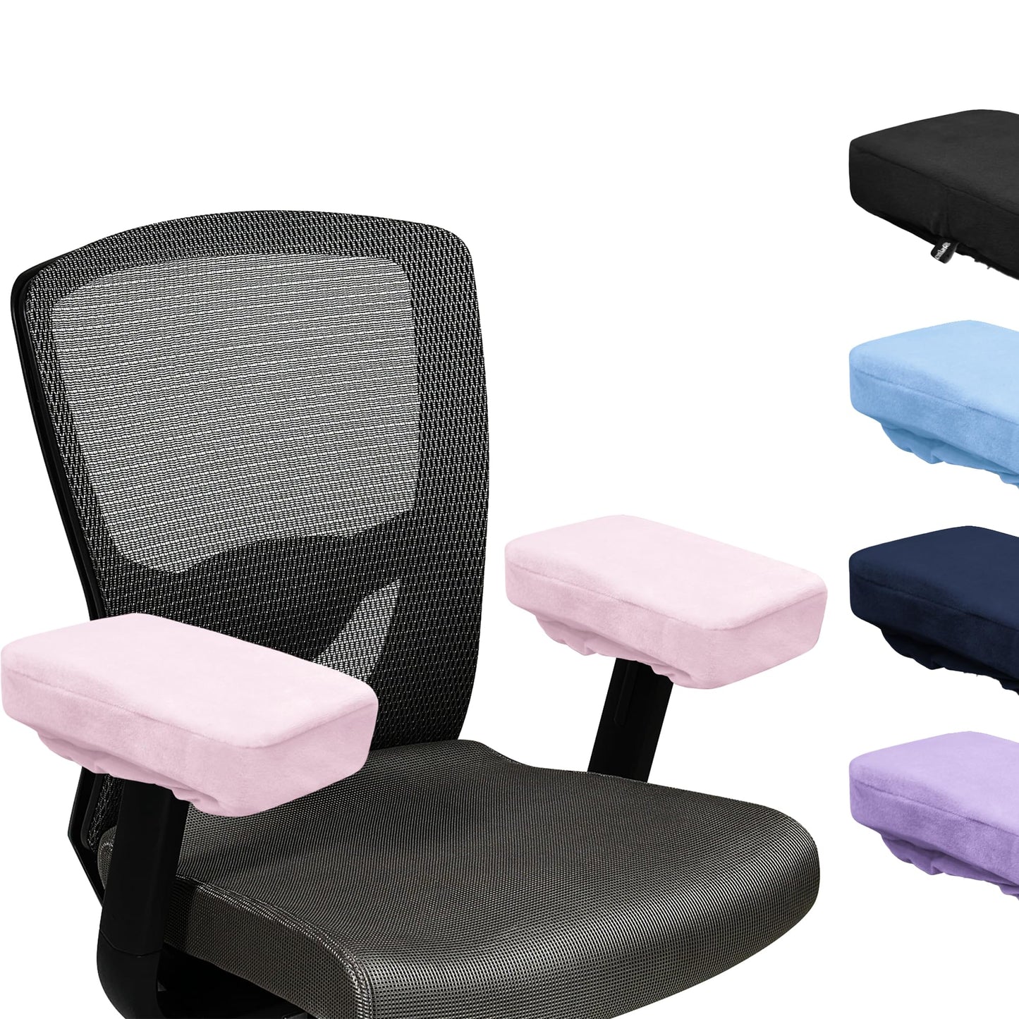 SPRING SEAON Office Chair Arm Covers - Soft Memory Foam Armrest Pads Short Plush 2 Pack (Light Blue)