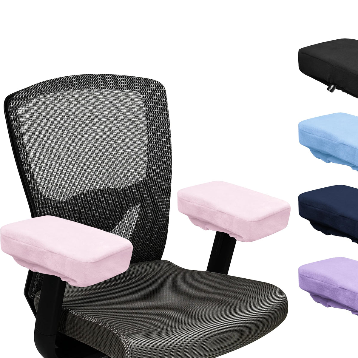 Color-​SPRING SEAON Office Chair Arm Covers - Soft Memory Foam Armrest Pads Short Plush 2 Pack (Light Blue) - SpringSeaon
