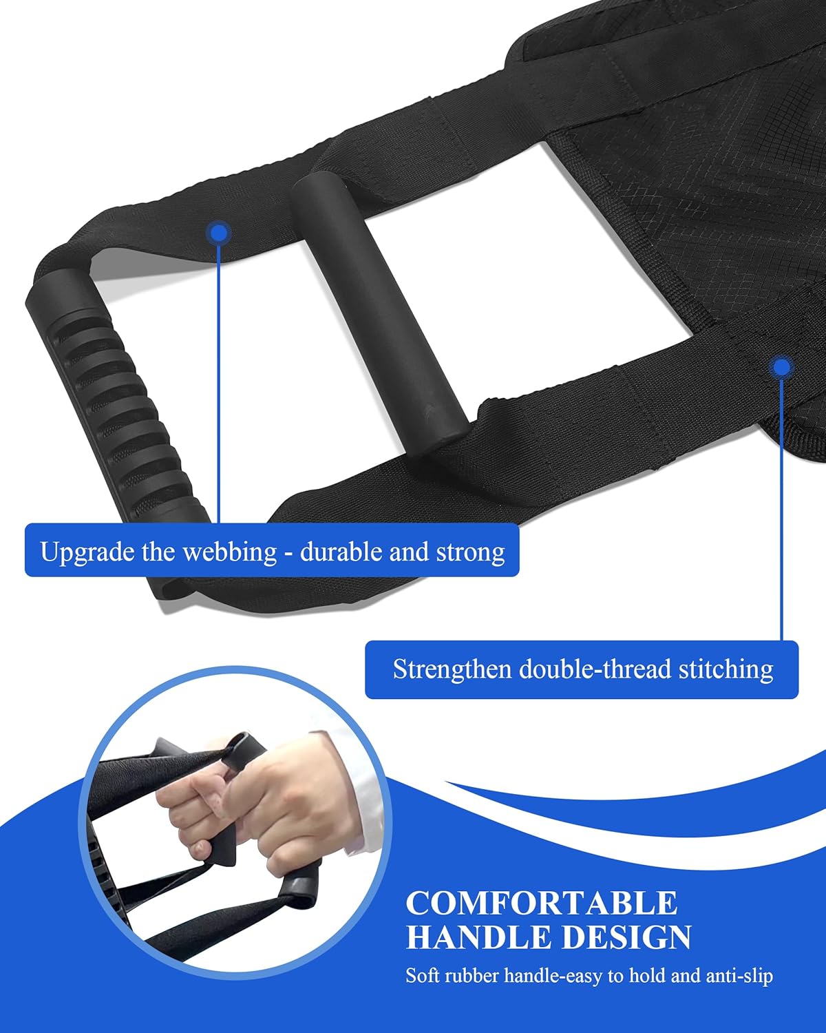 SPRING SEAON Transfer Sling - Essential Transfer Belt Lifting Strap with Mobility Aids for Seniors (Black)