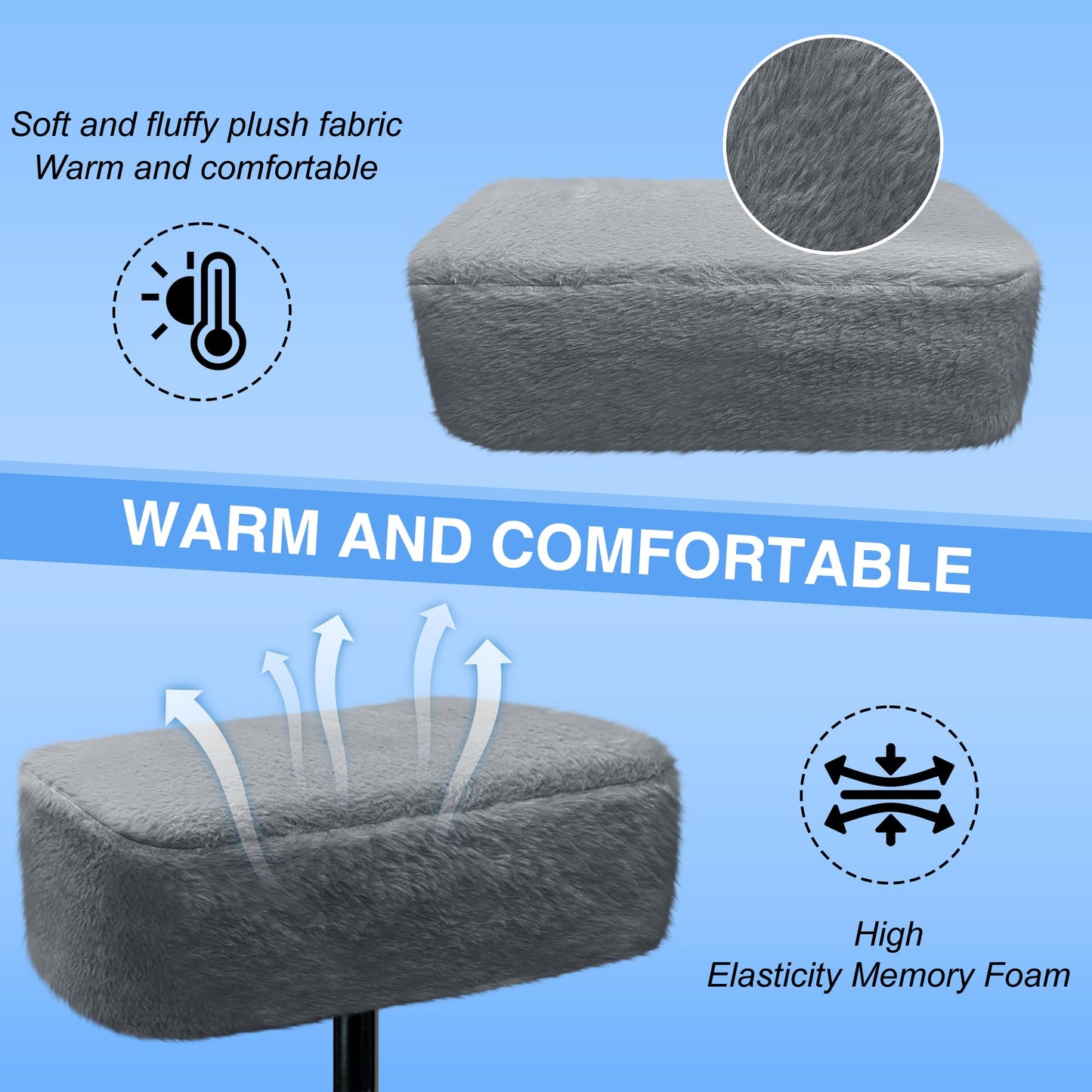 SPRING SEAON Knee Scooter Pad Cover - Soft Fluffy Plush Memory Foam 2 Inch Thick Universal Fit (Black)