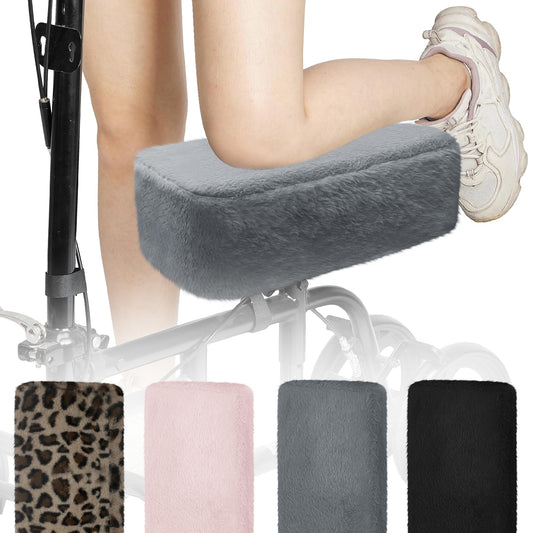 SPRING SEAON Knee Scooter Pad Cover - Soft Fluffy Plush Memory Foam 2 Inch Thick Universal Fit (Grey)