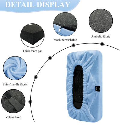 SPRING SEAON Office Chair Arm Covers - Soft Memory Foam Armrest Pads Short Plush 2 Pack (Light Blue)