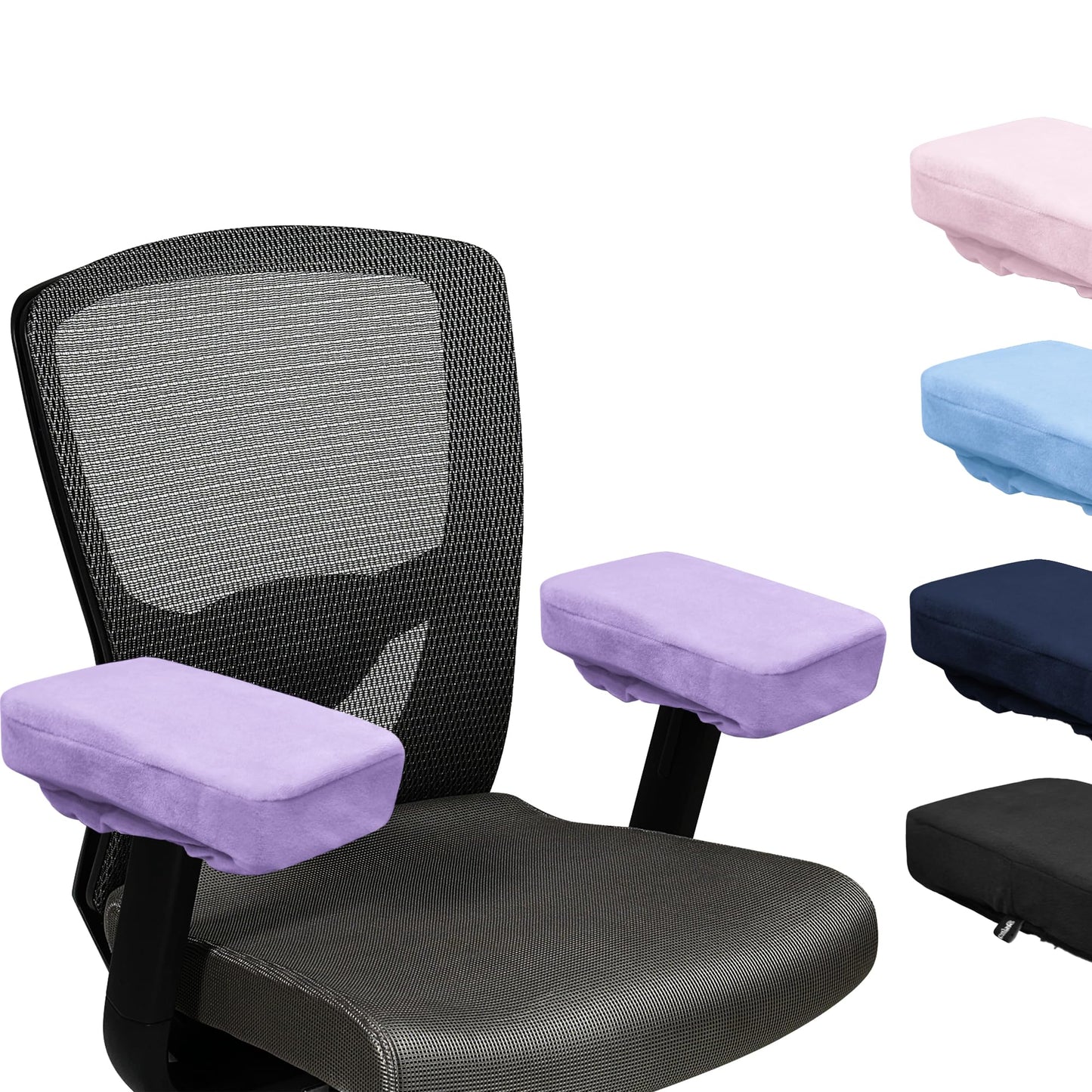 SPRING SEAON Office Chair Arm Covers - Soft Memory Foam Armrest Pads Short Plush 2 Pack (Light Blue)